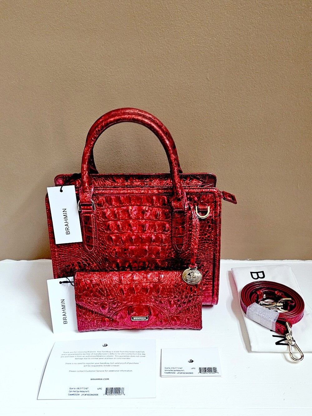 NWT Brahmin RED OPAL Cami w/Veronica Wallet